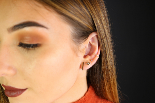 14K Large Bar Stud Earrings